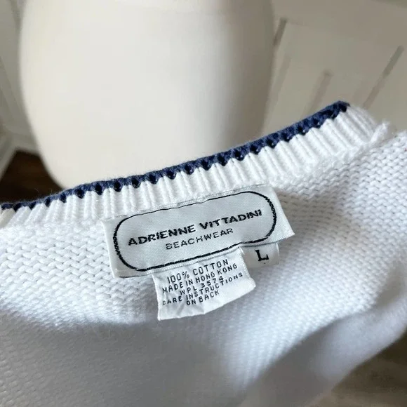 Adrienne Vittadini Navy and White Star Sweater - Picture 6 of 7